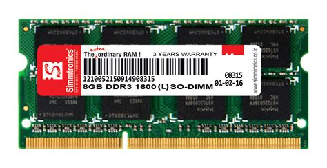 8gb ddr3l1600 sodimm|Simmtronics 8GB DDR3L Laptop RAM 1600 MHz (PC 12800) with 3 Year.